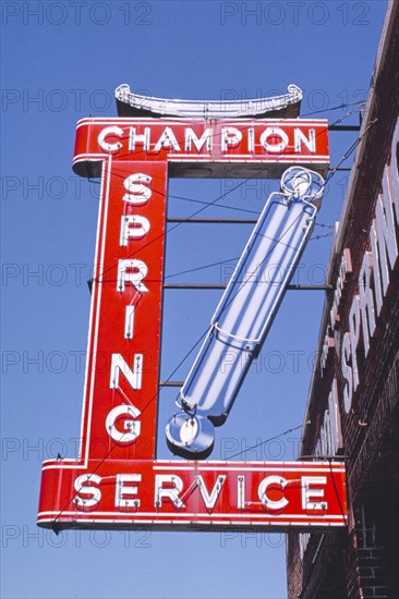 1990s United States -  Champion Springs Service sign, Henderson Street, Fort Worth, Texas 1994