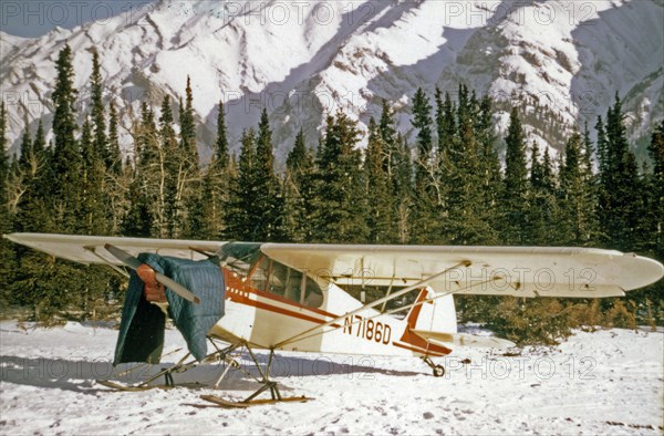 Super Cub Airplane at Rohn River Airstrip ca. March 1974