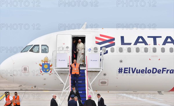 Pope Francis arrived in Iquique to end his visit to Chile ca. 2018