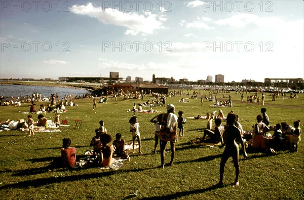 1973 - Chicago Families Enjoying The Summer Weather At The 12th Street Beach On Lake Michigan, 08/1973