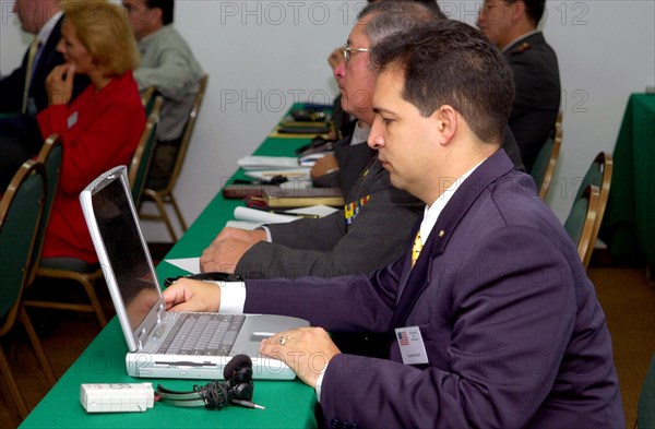 Worker using his laptop computer