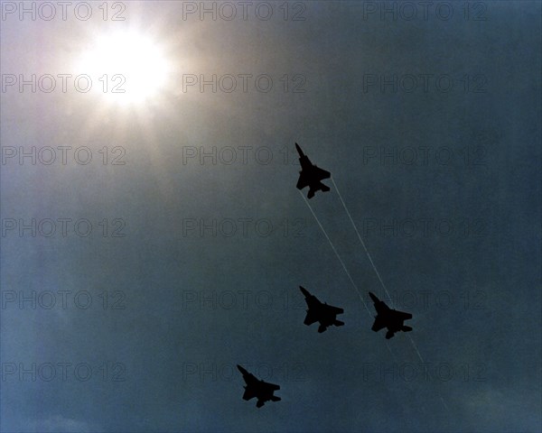 Four F-15 Eagle aircraft