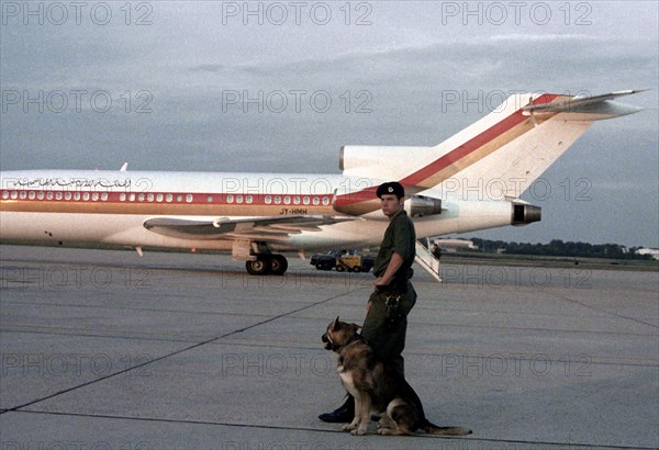 Security policeman and sentry dog