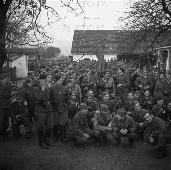 Photo shows the so-called “Russian” battalion, formed as part of the Osijek shock brigade of the People's Liberation Army of Yugoslavia from Soviet citizens. The name of the unit is not associated with its national composition ca October 1944