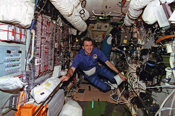 MS Wisoff in the Mir space station Base Block