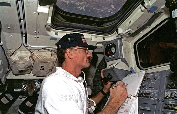 Flight deck activity during EVA 3 on Flight Day 6