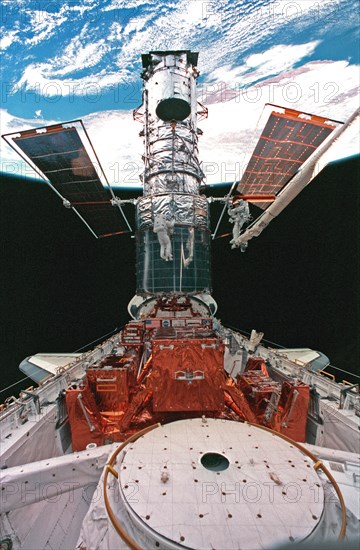 EVA 5 activity on Flight Day 8 to service the Hubble Space Telescope