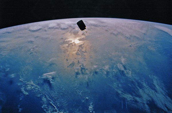 1992 - This onboard photo from Space Shuttle Endeavour captures the free flying INTELSAT IV