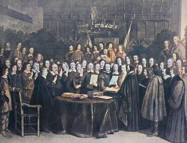 The swearing of the oath of ratification of the treaty of Münster in 1648