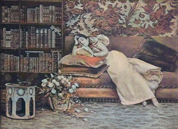 Woman reading in the library