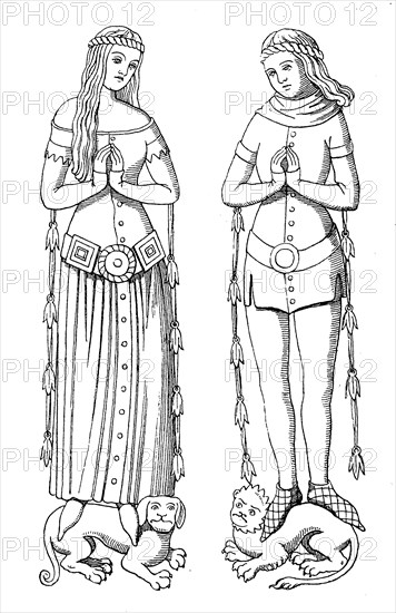 german costume of the 14. century. Elisabeth and Ulrich von Erbach