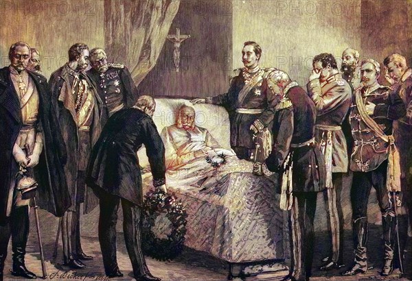 Kaiser Wilhelm auf dem Sterbebett