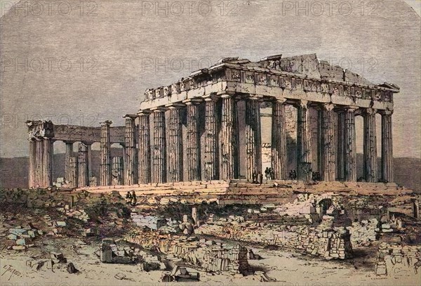 Die Ruinen des Parthenon in Athen im Jahre 1880