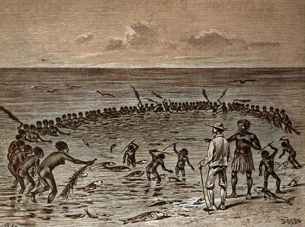 Fischfang auf den Samoa Inseln im Jahre 1880