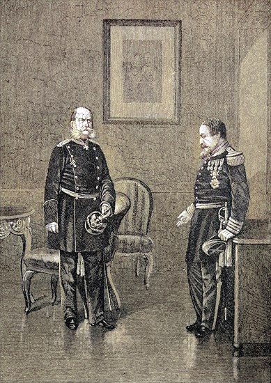 King William and Napoleon III. after the capitulation of Sedan in Bellevue Castle on September 2