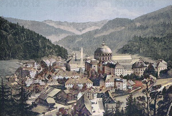 View of St. Blasien with the monastery and the cathedral St. Blasius in the Black Forest