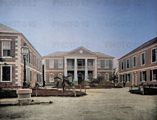 Government buildings in the capital city of Nassau on the island state of Bahama in the Caribbean