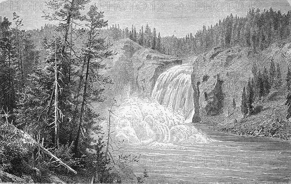 The upper waterfall of the Yellowstone River in the Rocky Mountains