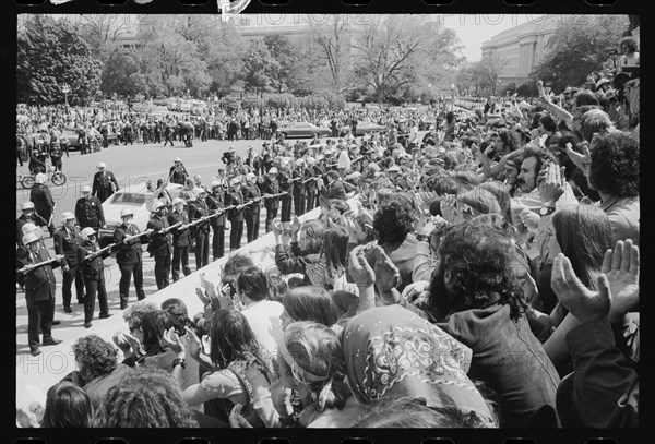 Police line shielding Vietnam war protesters