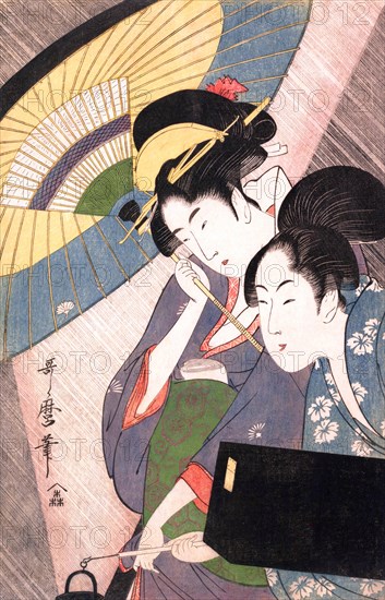 Two Women under an umbrella