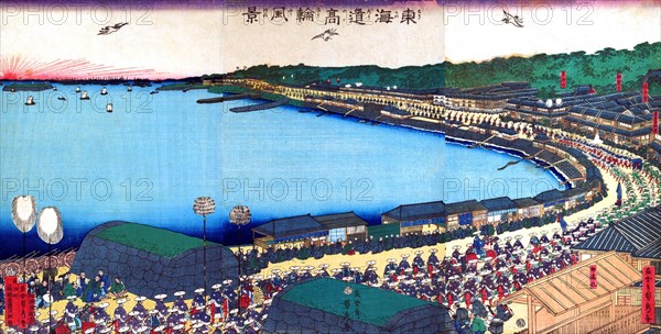 Daimyo's Processions Passing along the Tokaido, theast sea road