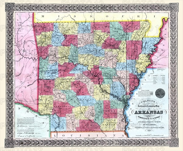 Colton's railroad & township map of Arkansas