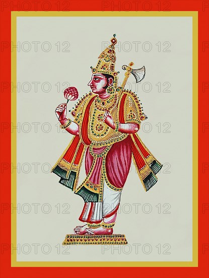 ParasuRama stands on a low pedestal