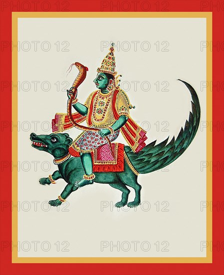 Varu?a riding on a richly caparisoned makara