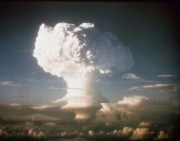 OPERATION TEAPOT nuclear explosion at the Pacific Proving Grounds. Marshall Islands, 1958.