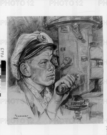 Submarine Officer At Periscope Art