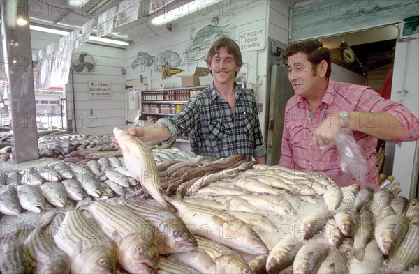 Two men in a fish market, 1996