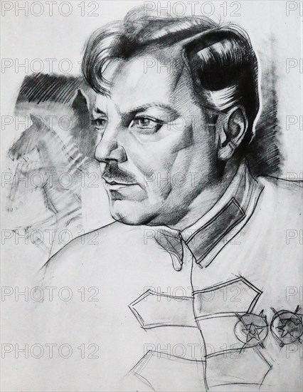 Portrait of Kliment Vorochilov by Yury Annenkov, Moscow, 1923