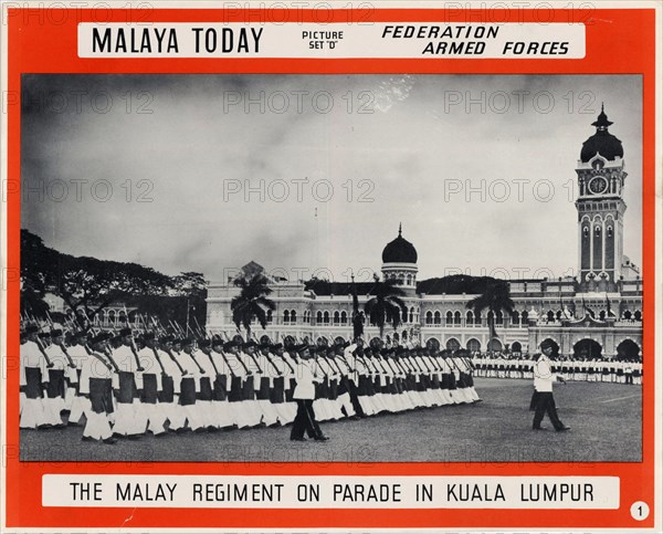 Malay military regiment on parade in Kuala Lampur Malaysia (Malaya) - 1953