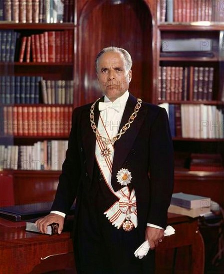 Portrait of Tunisian President Habib Bourguiba