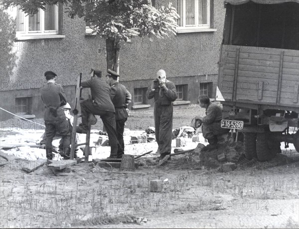 With A Massive Operation of High Pressure Water Cannons, Jeeps and Tanks, Soldiers from East Berlin Closed a Tunnel in Oct. 3, 1962 at Lohmuehlenplatz in Berlin-Neukoelln.