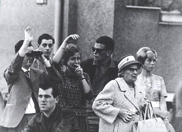 Berlin, October 1961. Tears In West Berlin. A Young Couple In West Berlin Looks Across the Dividing Line at Family and Friends Left Behind in the Eastern Sector