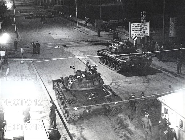 10/27/1961 - Nightly Tank Formation at Friedrich Strasse In Retaliation to Soviet Tanks Earlier That Day Due to An Incident of An American Civilian Crossing The Sector Border Without Showing His Passport