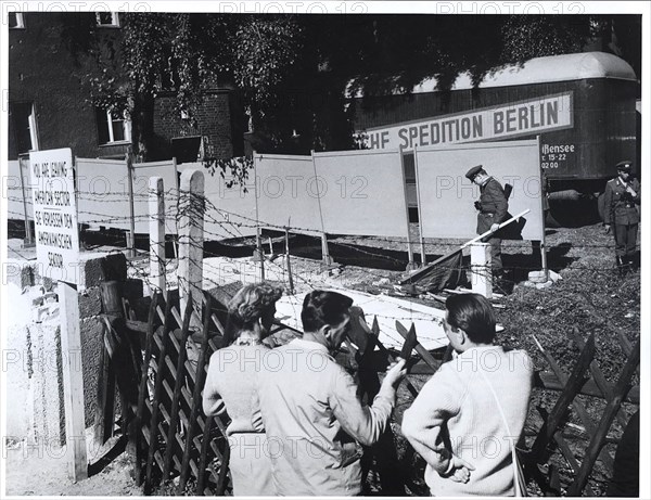 October 1961 - East German Guards Put Up Large Panels to Hide Their Actions from the Eyes and Cameras of West Berliners and Free World Journalists