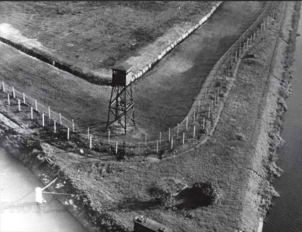 October 1961 - Berlin, October Neukoelln, The Teltow Canal Connects With the Neukoellner Eastern Harbor and the Britzer Canal and Builds the Border The East and West Berlin. A Watch Tower Was Erected at the Intersecting Parts of 2 Canals Where the Volkspolzei Shoot an Escapee.