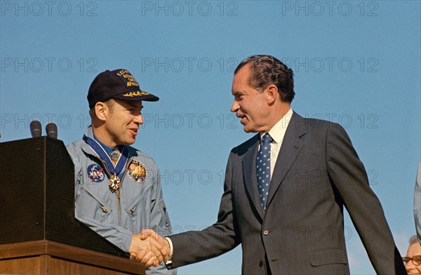 President Richard M. Nixon and astronaut James A. Lovell Jr.