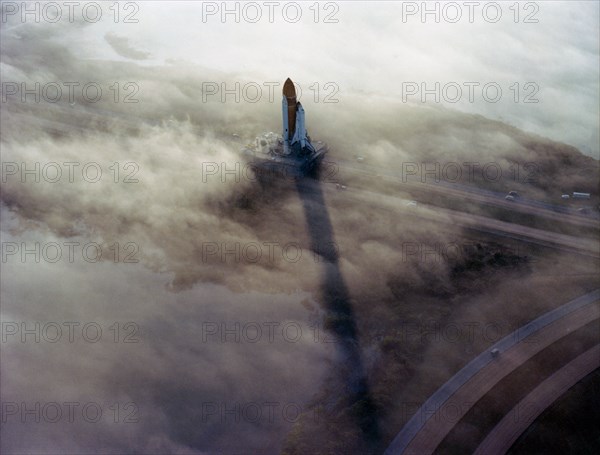 the 'Challenger' - STS-6 - being  Rolled Out to Pad 39A in the morning fog, 11/30/1982