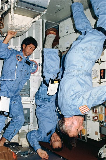 Three members of the four-man STS-5 crew