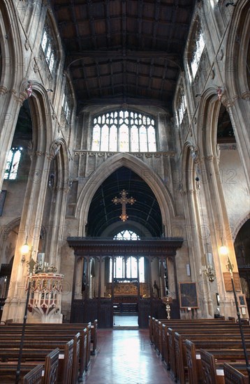 An altar inside the Cirencester Parish Church of St. John the Baptist