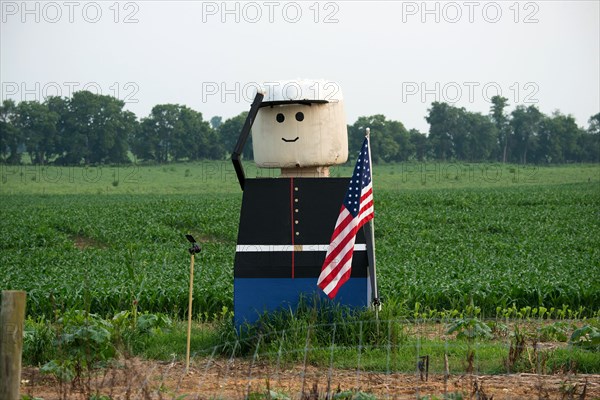 2015 - Larger than life patriotic figure stands on the edge of a farm field