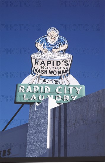 1980s America -  Rapid City Laundry sign