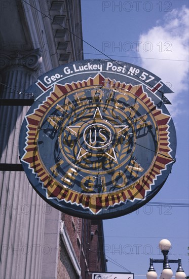 Early 2000's United States -  American Legion neon sign Vinton Iowa ca. 2003