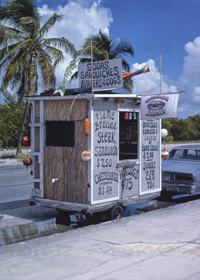 1980s America -   Beach food car, Key West, Florida 1985