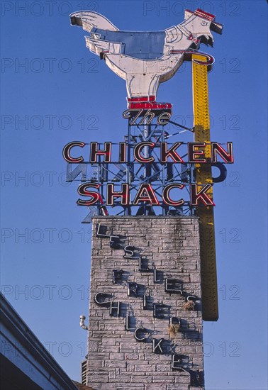 1980s America -  The Chicken Shack sign, Waco, Texas 1982