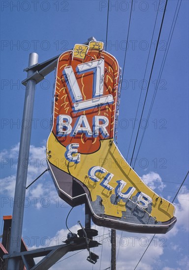 1980s America -  17 Bar and Club sign, Billings, Montana 1980