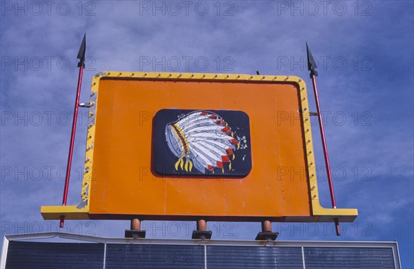 1980s United States -  Patti Ann's Warbonnet Lodge Sign, Browning, Montana 1987